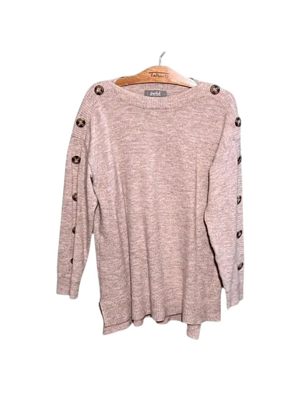 Marled Reunited Clothing Sweater Button Detail Long Sleeve Top